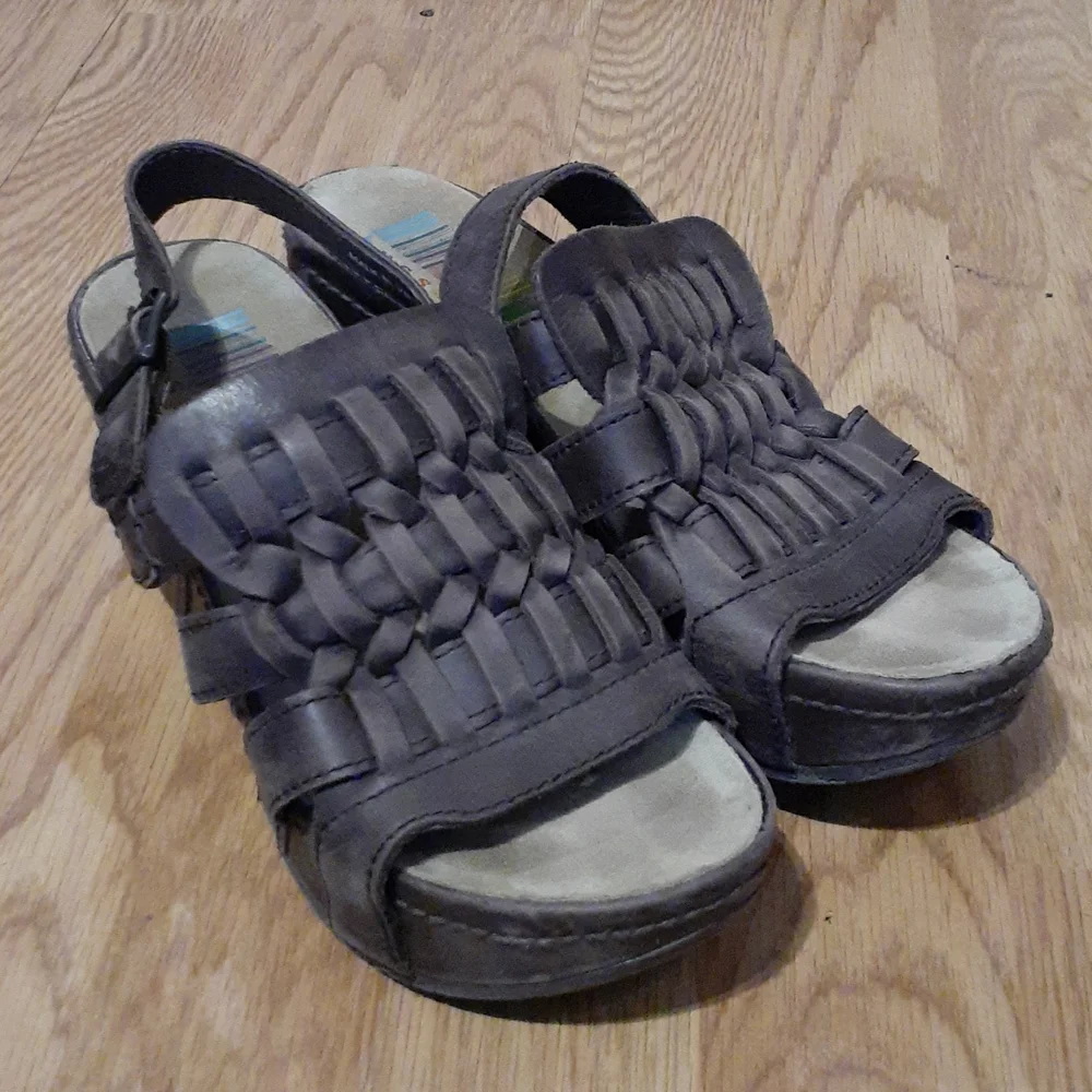 Bussola platform sandals brown leather sz 7